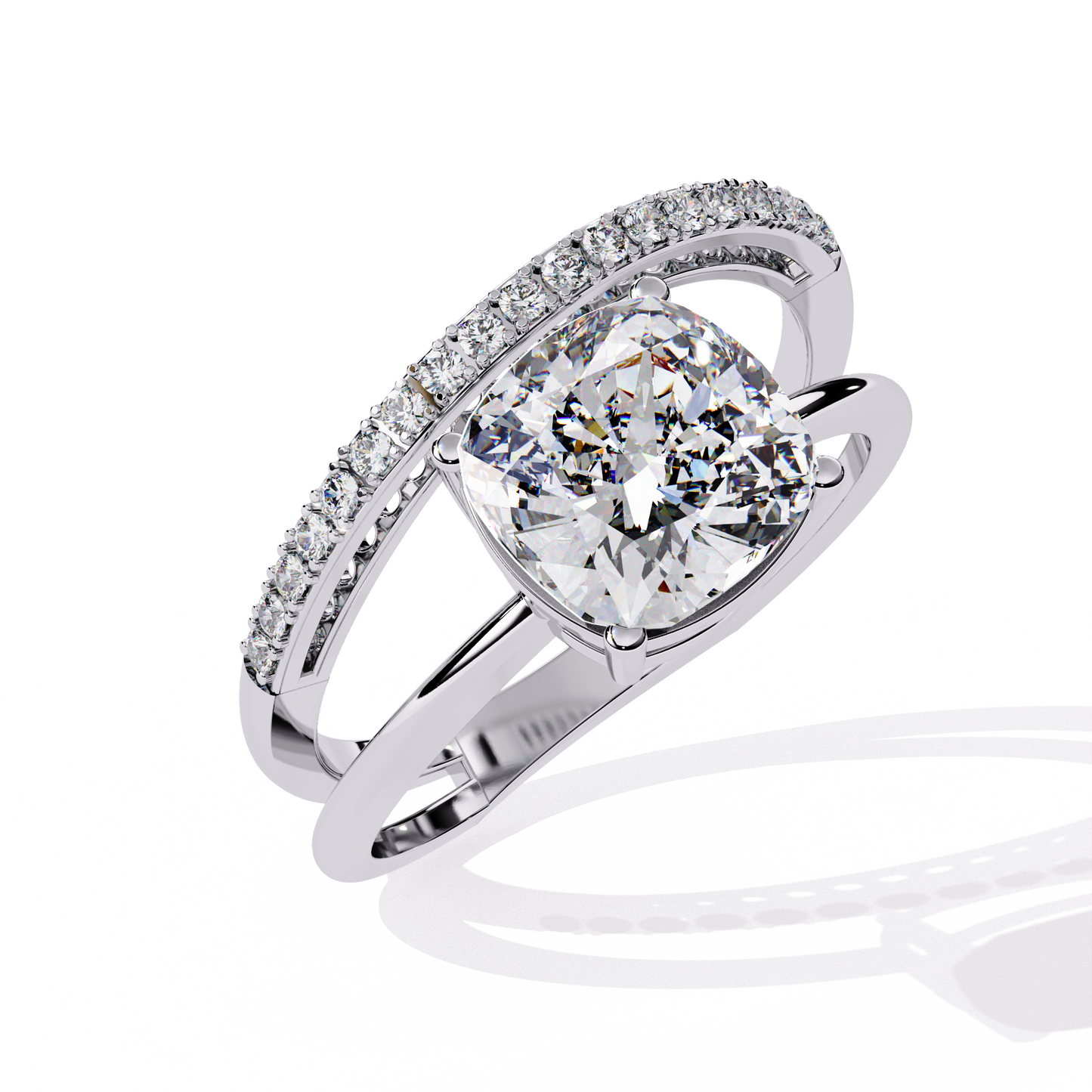 The Modern Embrace Cushion Diamond Ring In Gold - 2.41 Ct