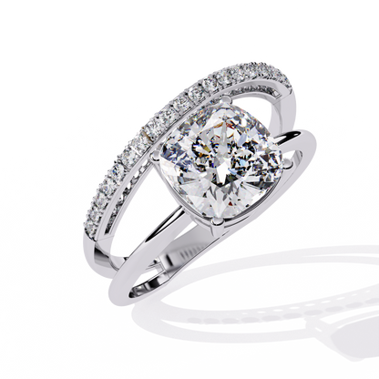 The Modern Embrace Cushion Diamond Ring In Gold - 2.41 Ct