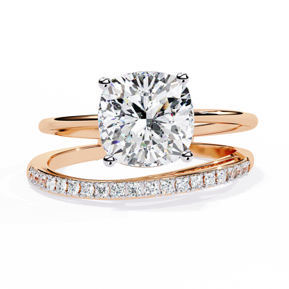 The Modern Embrace Cushion Diamond Ring In Gold - 2.41 Ct
