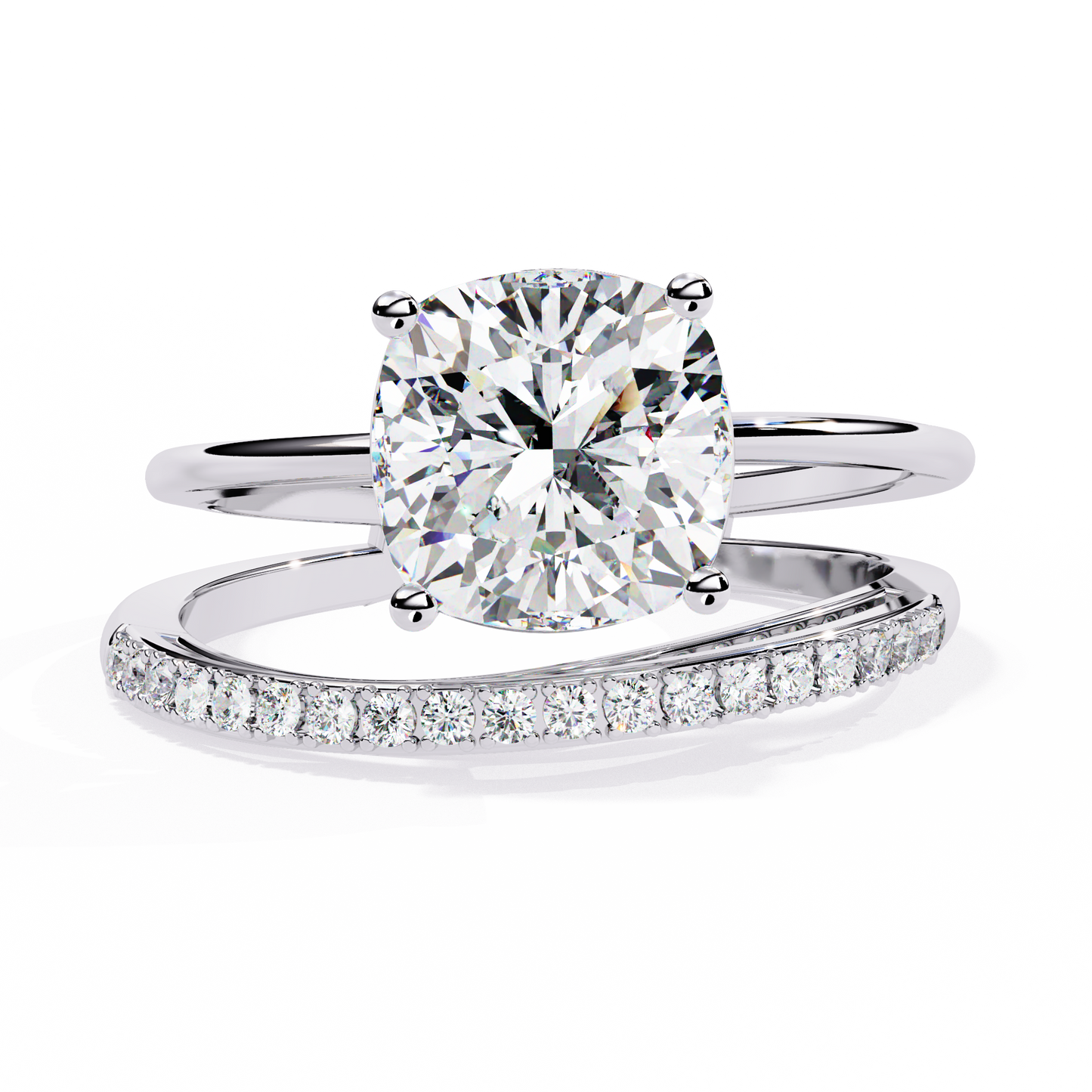 The Modern Embrace Cushion Diamond Ring In Gold - 2.41 Ct