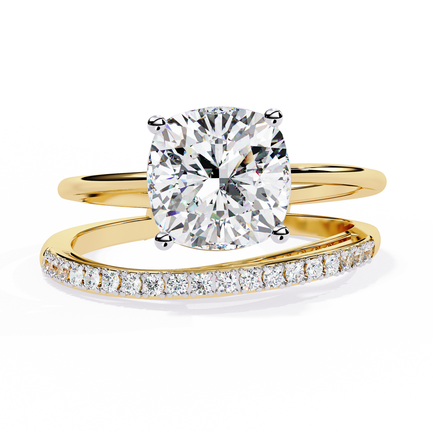 The Modern Embrace Cushion Diamond Ring In Gold - 2.41 Ct