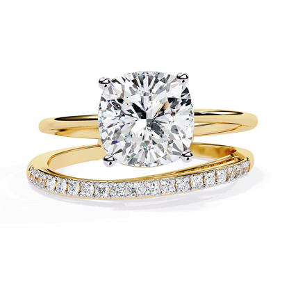 The Modern Embrace Cushion Diamond Ring In Gold - 2.41 Ct