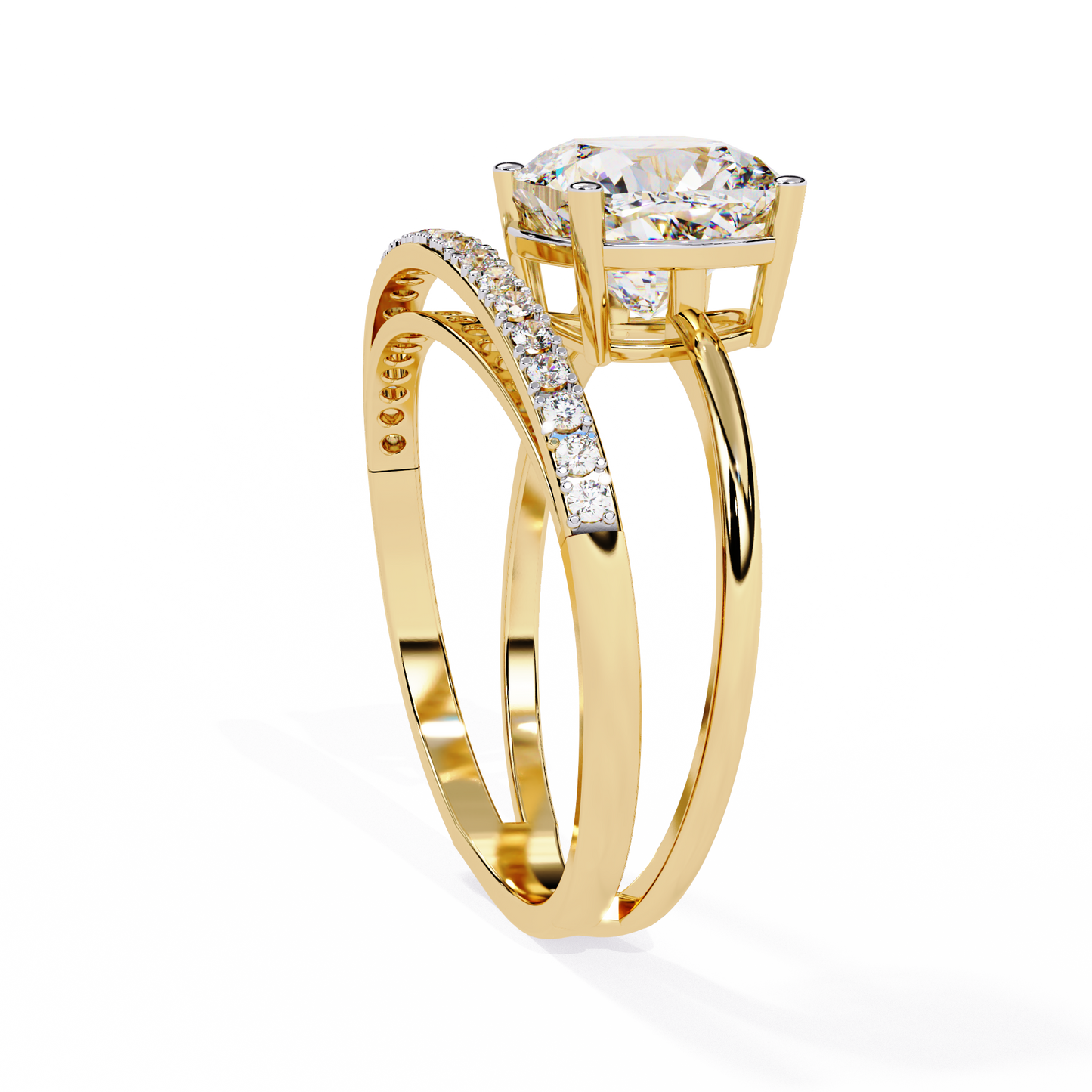 The Modern Embrace Cushion Diamond Ring In Gold - 2.41 Ct