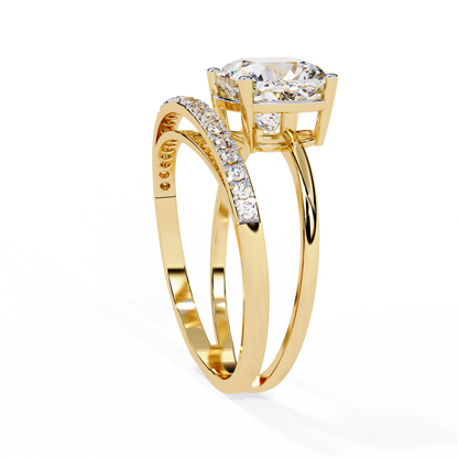 The Modern Embrace Cushion Diamond Ring In Gold - 2.41 Ct
