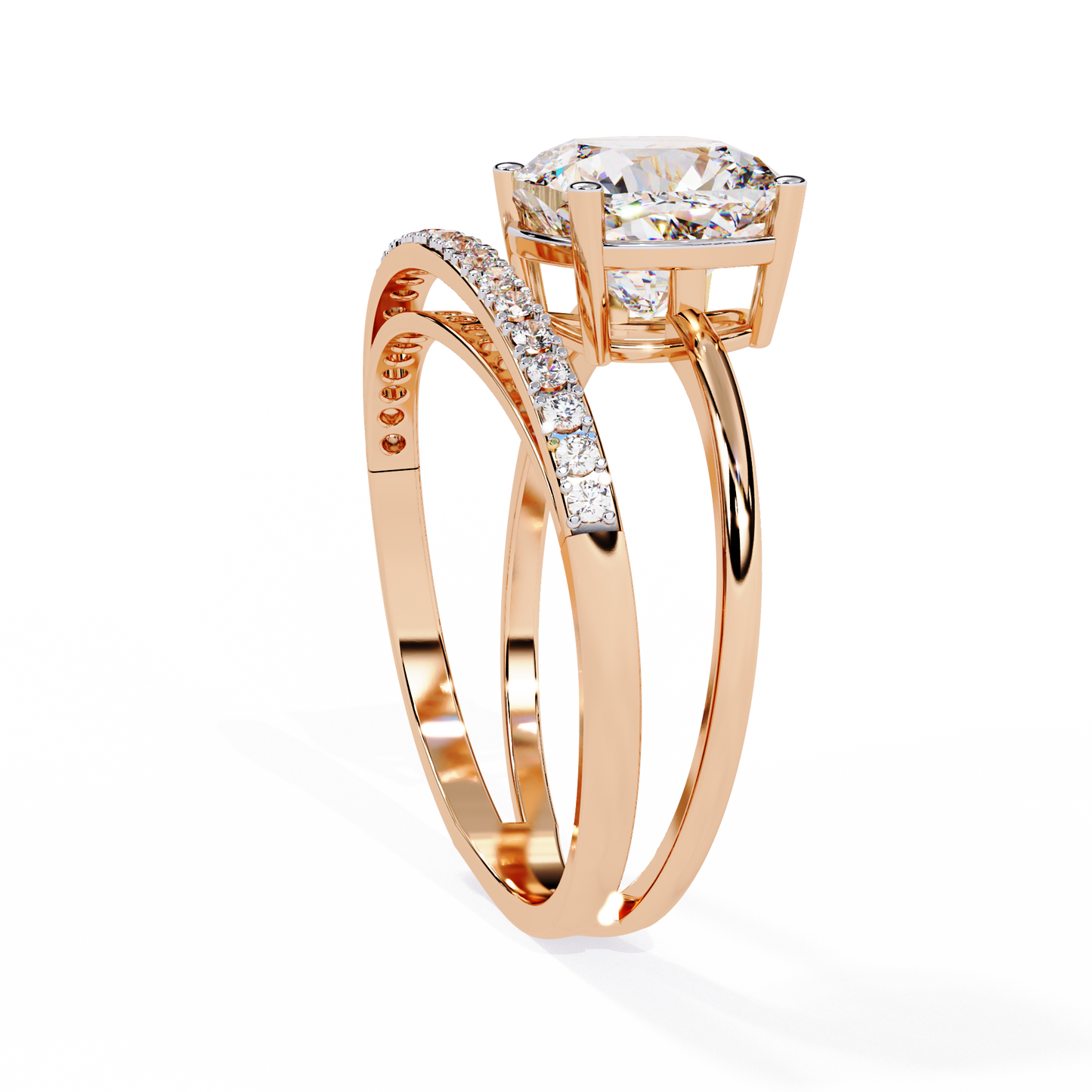 The Modern Embrace Cushion Diamond Ring In Gold - 2.41 Ct