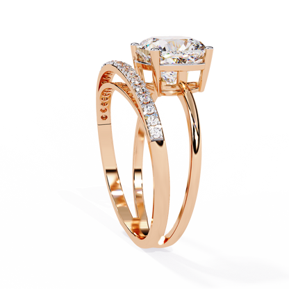 The Modern Embrace Cushion Diamond Ring In Gold - 2.41 Ct