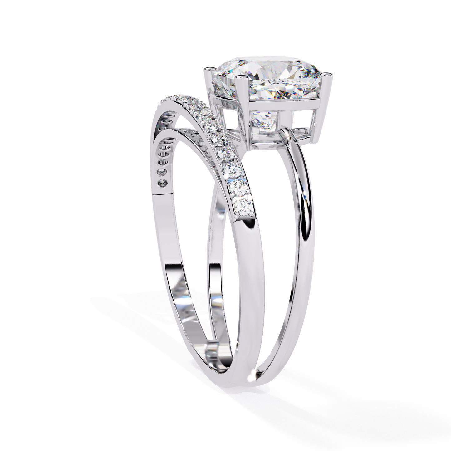 The Modern Embrace Cushion Diamond Ring In Gold - 2.41 Ct