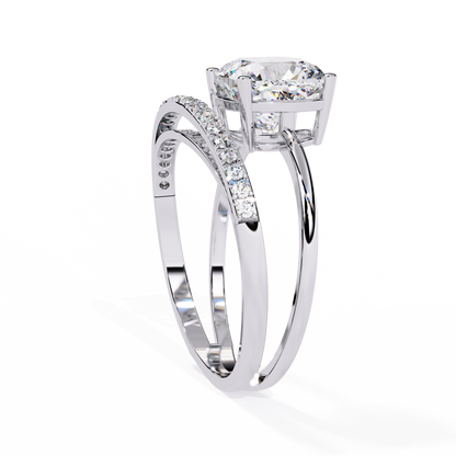 The Modern Embrace Cushion Diamond Ring In Gold - 2.41 Ct