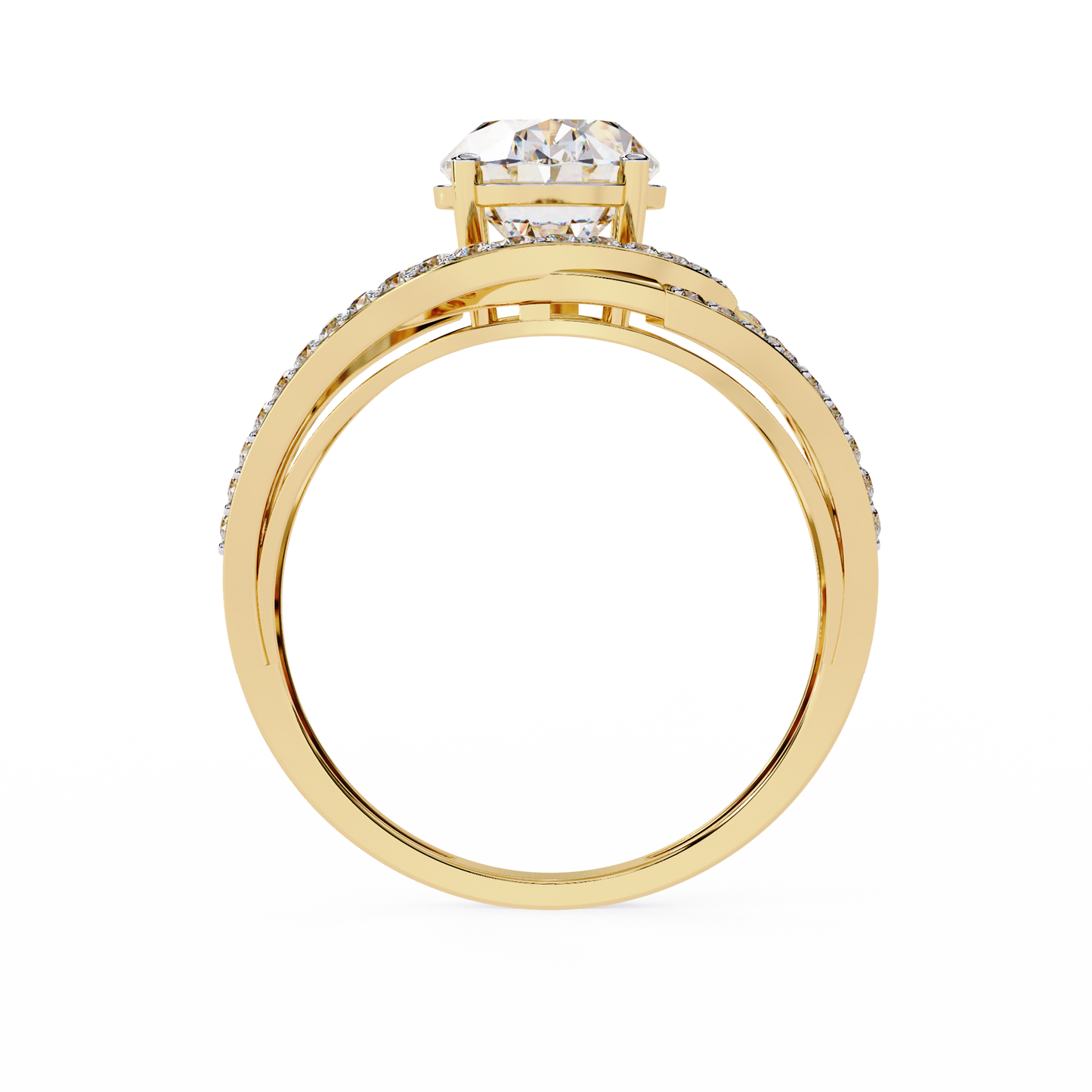 "Cosmic Orbit" Oval Diamond Cocktail Ring In Gold - 7.78 Ct