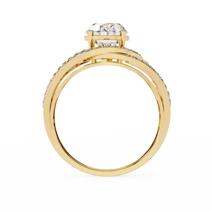 "Cosmic Orbit" Oval Diamond Cocktail Ring In Gold - 7.78 Ct
