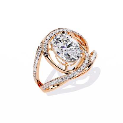 "Cosmic Orbit" Oval Diamond Cocktail Ring In Gold - 7.78 Ct