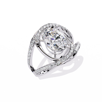 "Cosmic Orbit" Oval Diamond Cocktail Ring In Gold - 7.78 Ct