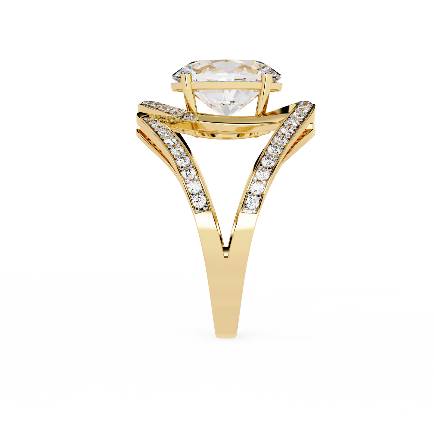 "Cosmic Orbit" Oval Diamond Cocktail Ring In Gold - 7.78 Ct