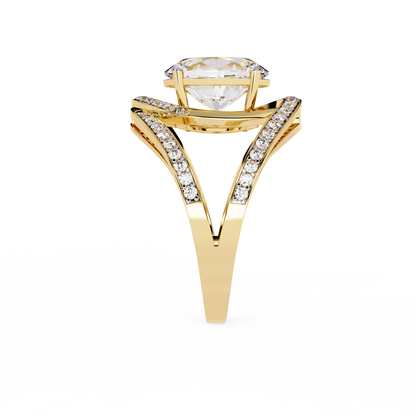 "Cosmic Orbit" Oval Diamond Cocktail Ring In Gold - 7.78 Ct