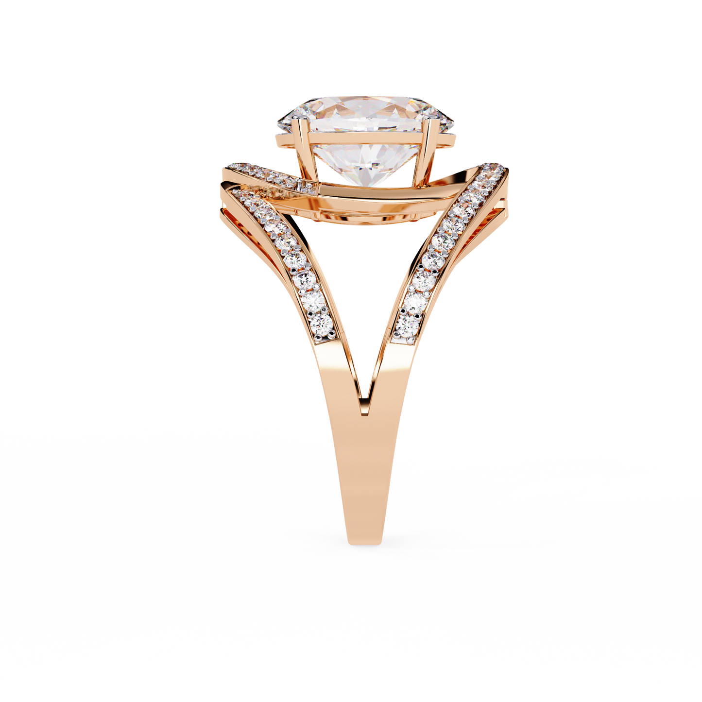 "Cosmic Orbit" Oval Diamond Cocktail Ring In Gold - 7.78 Ct