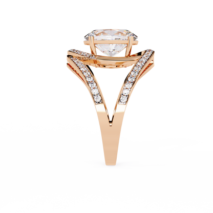 "Cosmic Orbit" Oval Diamond Cocktail Ring In Gold - 7.78 Ct