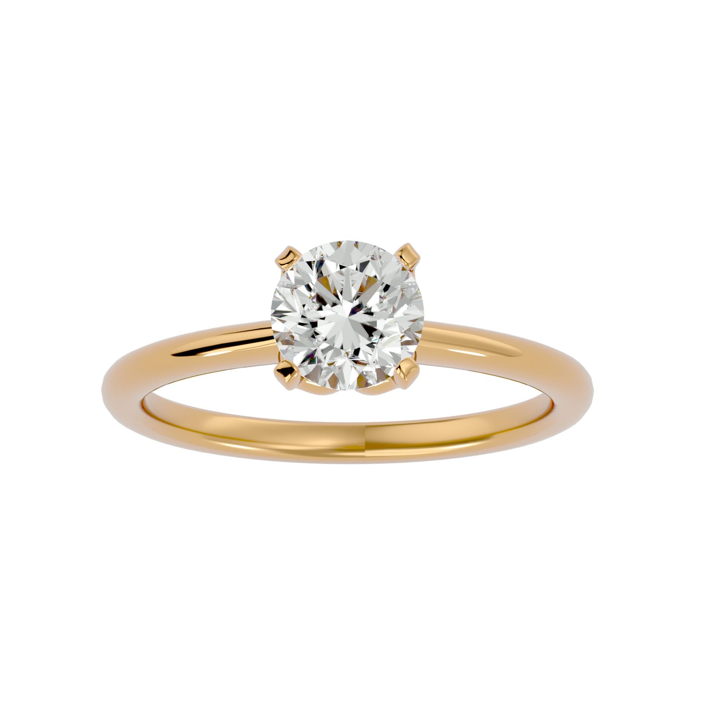 Iconique Classic Solitaires Golden Band - 1.29 Ct Round Diamond Ring