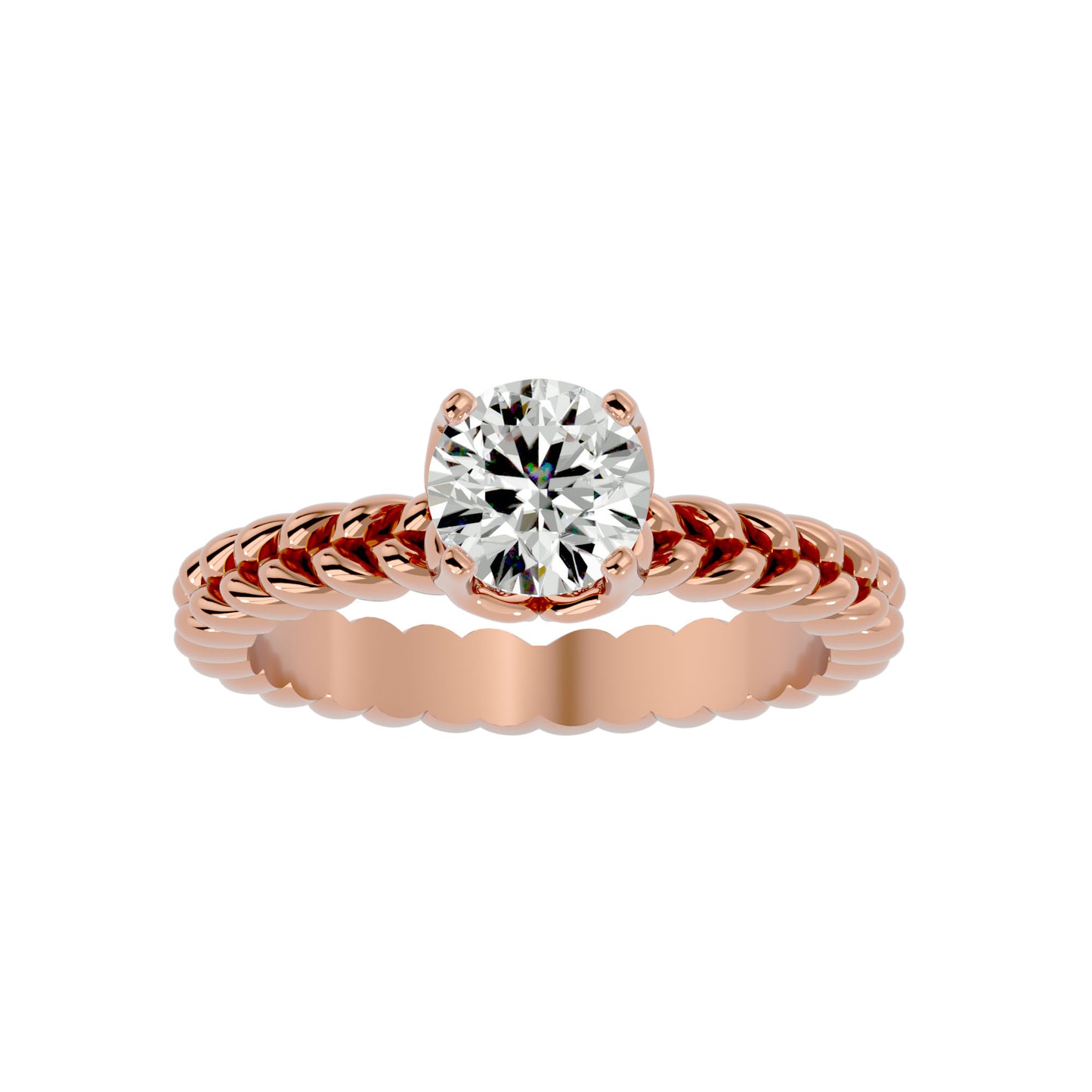 Iconique Blossom Glow Golden Band - 0.98 Ct Round Diamond Solitaire Ring