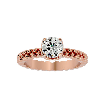 Iconique Blossom Glow Golden Band - 0.98 Ct Round Diamond Solitaire Ring