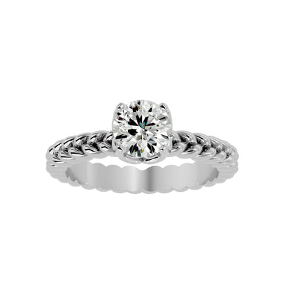 Iconique Blossom Glow Golden Band - 0.98 Ct Round Diamond Solitaire Ring