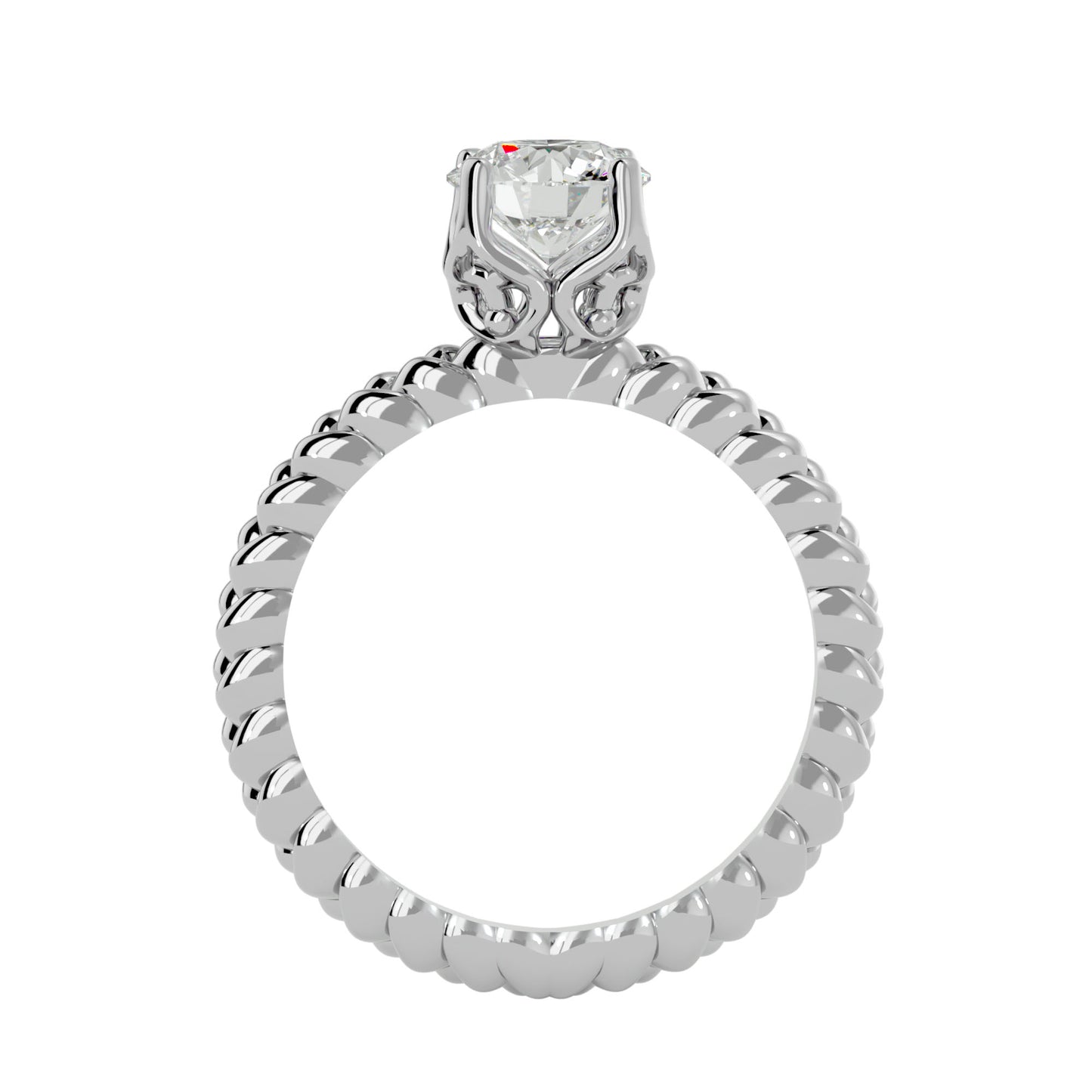 Iconique Blossom Glow Golden Band - 0.98 Ct Round Diamond Solitaire Ring