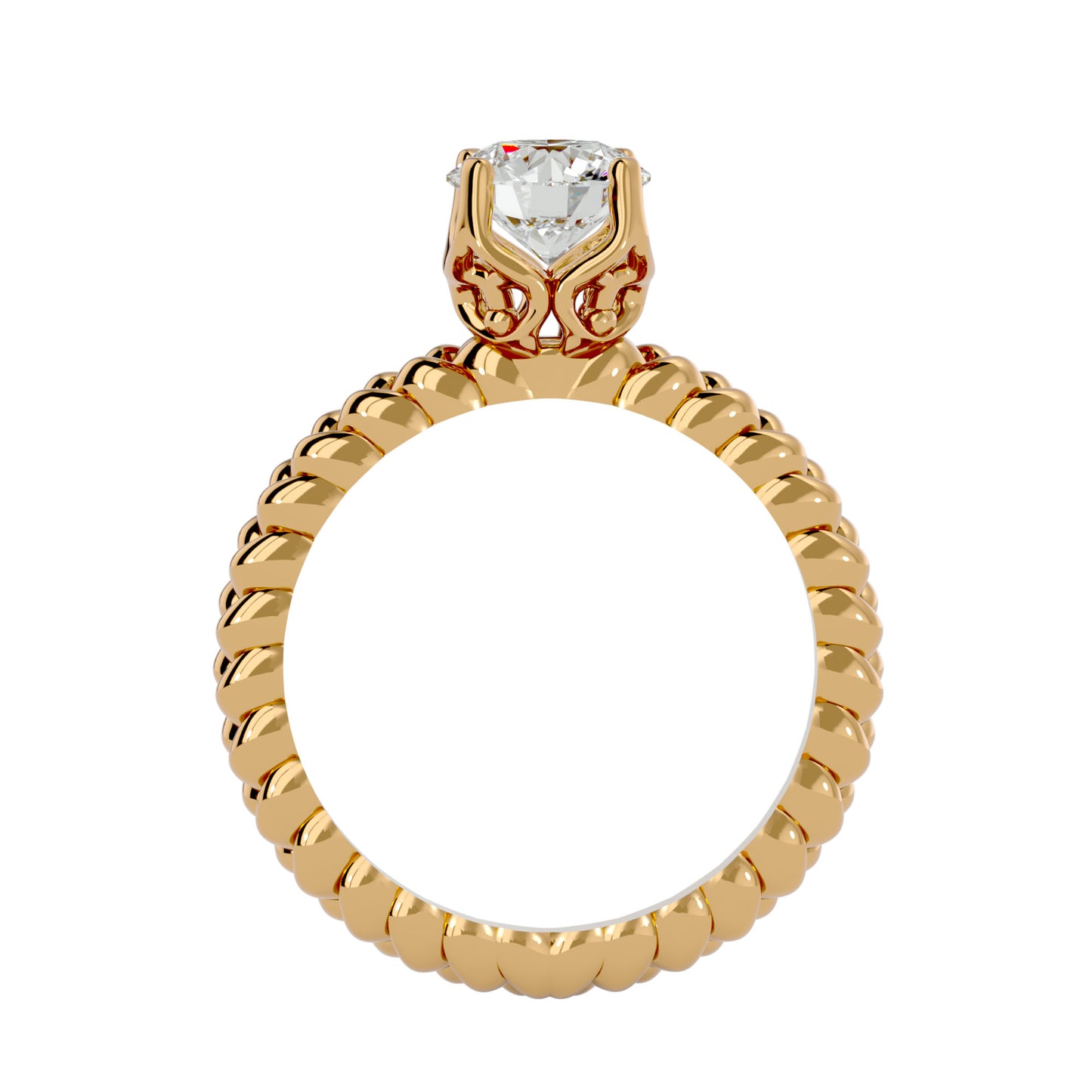 Iconique Blossom Glow Golden Band - 0.98 Ct Round Diamond Solitaire Ring