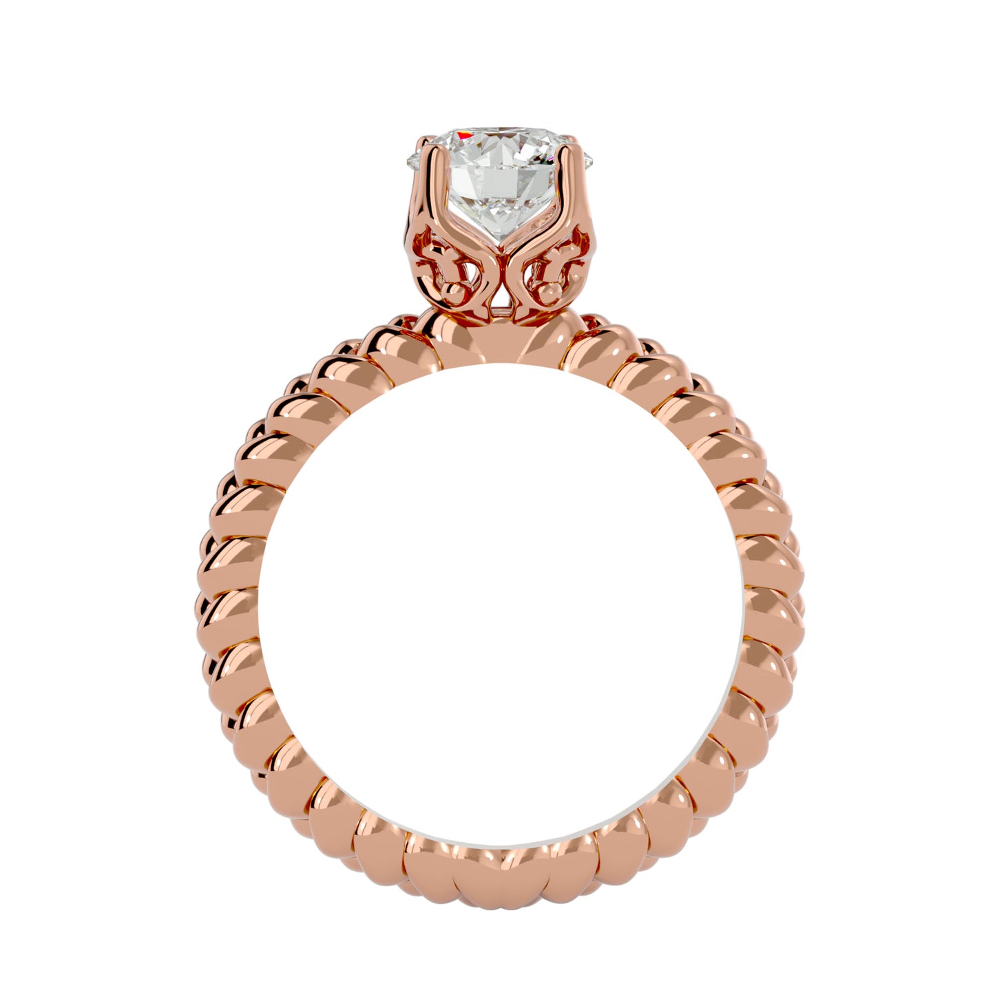 Iconique Blossom Glow Golden Band - 0.98 Ct Round Diamond Solitaire Ring