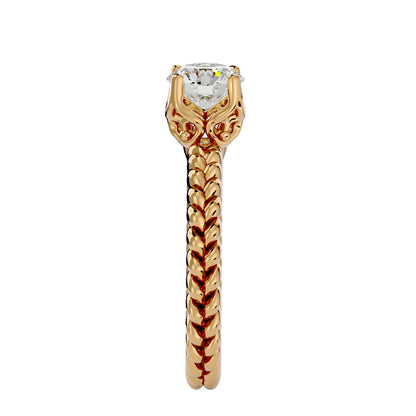 Iconique Blossom Glow Golden Band - 0.98 Ct Round Diamond Solitaire Ring