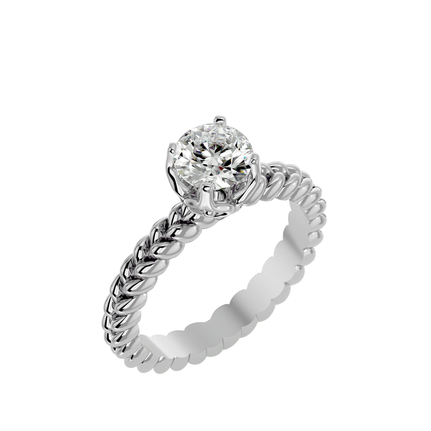 Iconique Blossom Glow Golden Band - 0.98 Ct Round Diamond Solitaire Ring