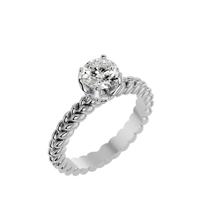 Iconique Blossom Glow Golden Band - 0.98 Ct Round Diamond Solitaire Ring