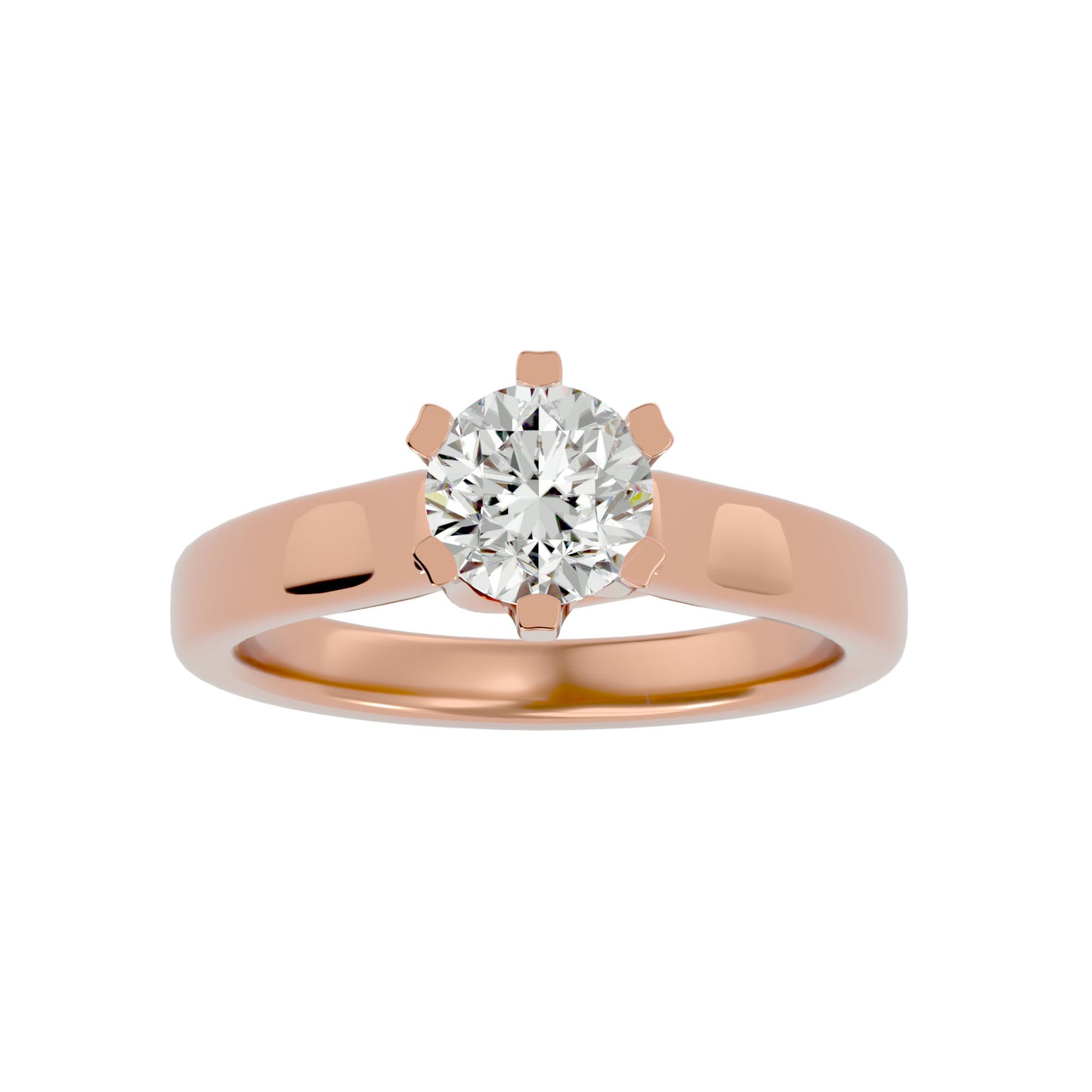 Iconique Vintage Crown Solitaire Yellow Gold Ring  - 1.29 Ct Round Diamonds