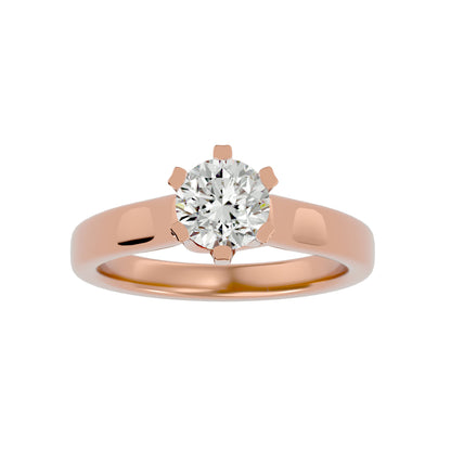 Iconique Vintage Crown Solitaire Yellow Gold Ring  - 1.29 Ct Round Diamonds