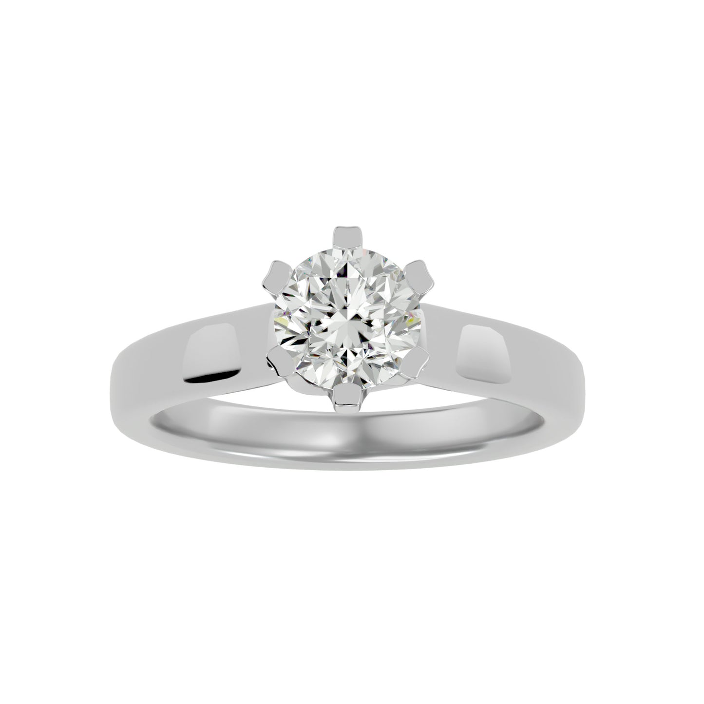 Iconique Vintage Crown Solitaire Yellow Gold Ring  - 1.29 Ct Round Diamonds