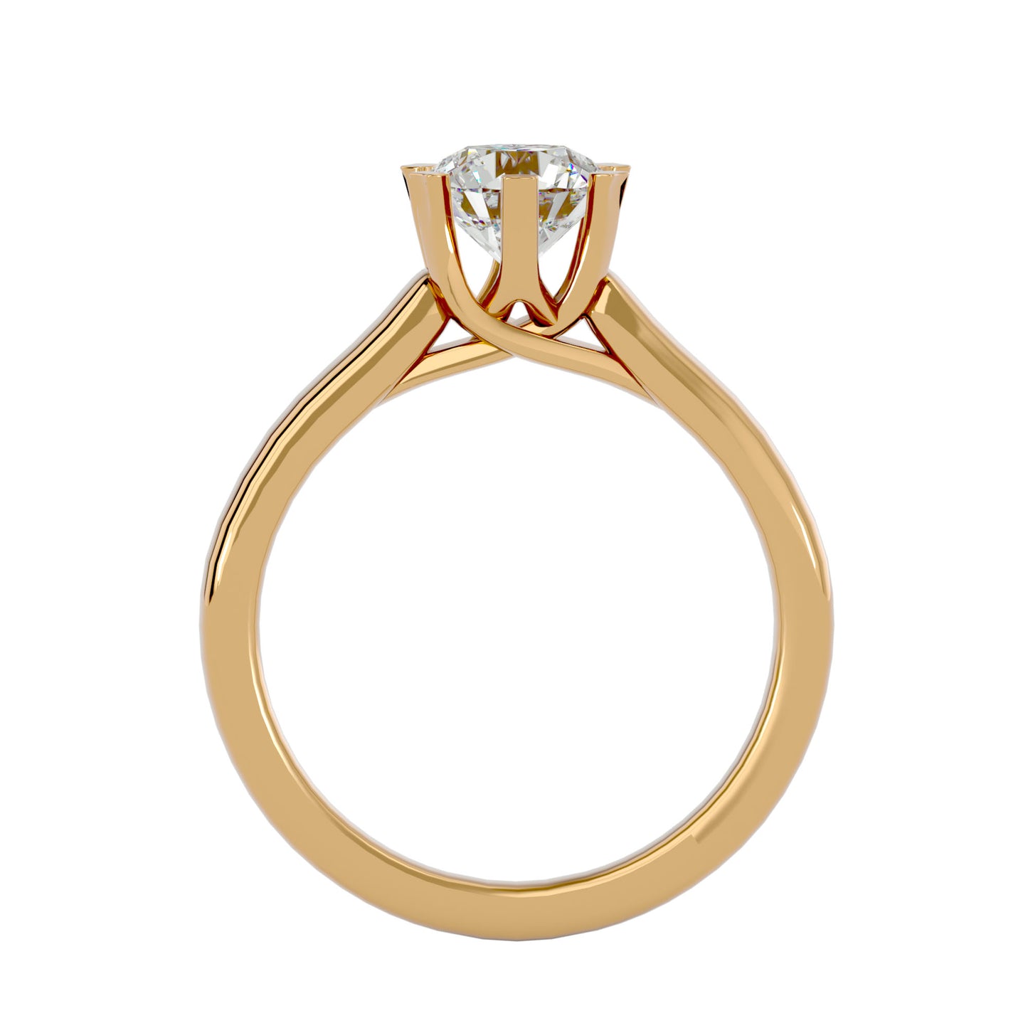 Iconique Vintage Crown Solitaire Yellow Gold Ring  - 1.29 Ct Round Diamonds