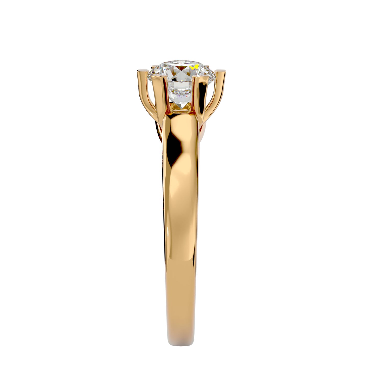 Iconique Vintage Crown Solitaire Yellow Gold Ring  - 1.29 Ct Round Diamonds