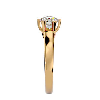 Iconique Vintage Crown Solitaire Yellow Gold Ring  - 1.29 Ct Round Diamonds