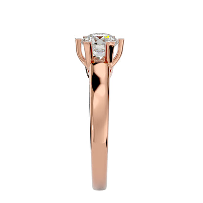 Iconique Vintage Crown Solitaire Yellow Gold Ring  - 1.29 Ct Round Diamonds