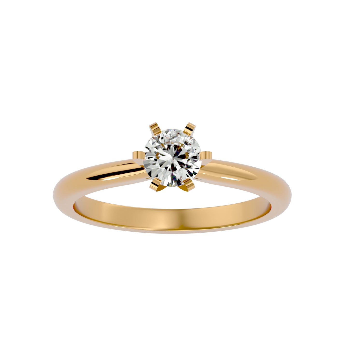 Iconique Whisper Classic Solitaires Band- 0.41 Ct Round Diamond In Yellow Gold Ring