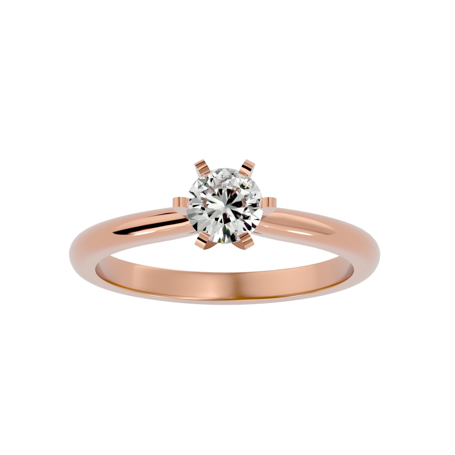 Iconique Whisper Classic Solitaires Band- 0.41 Ct Round Diamond In Yellow Gold Ring