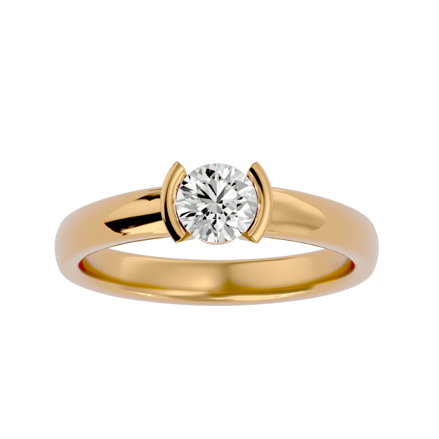 Iconique Iconic Solitaires- 0.59 Ct Round Diamond Gold Ring