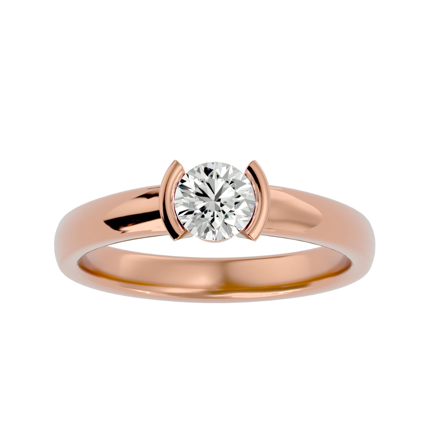 Iconique Iconic Solitaires- 0.59 Ct Round Diamond Gold Ring