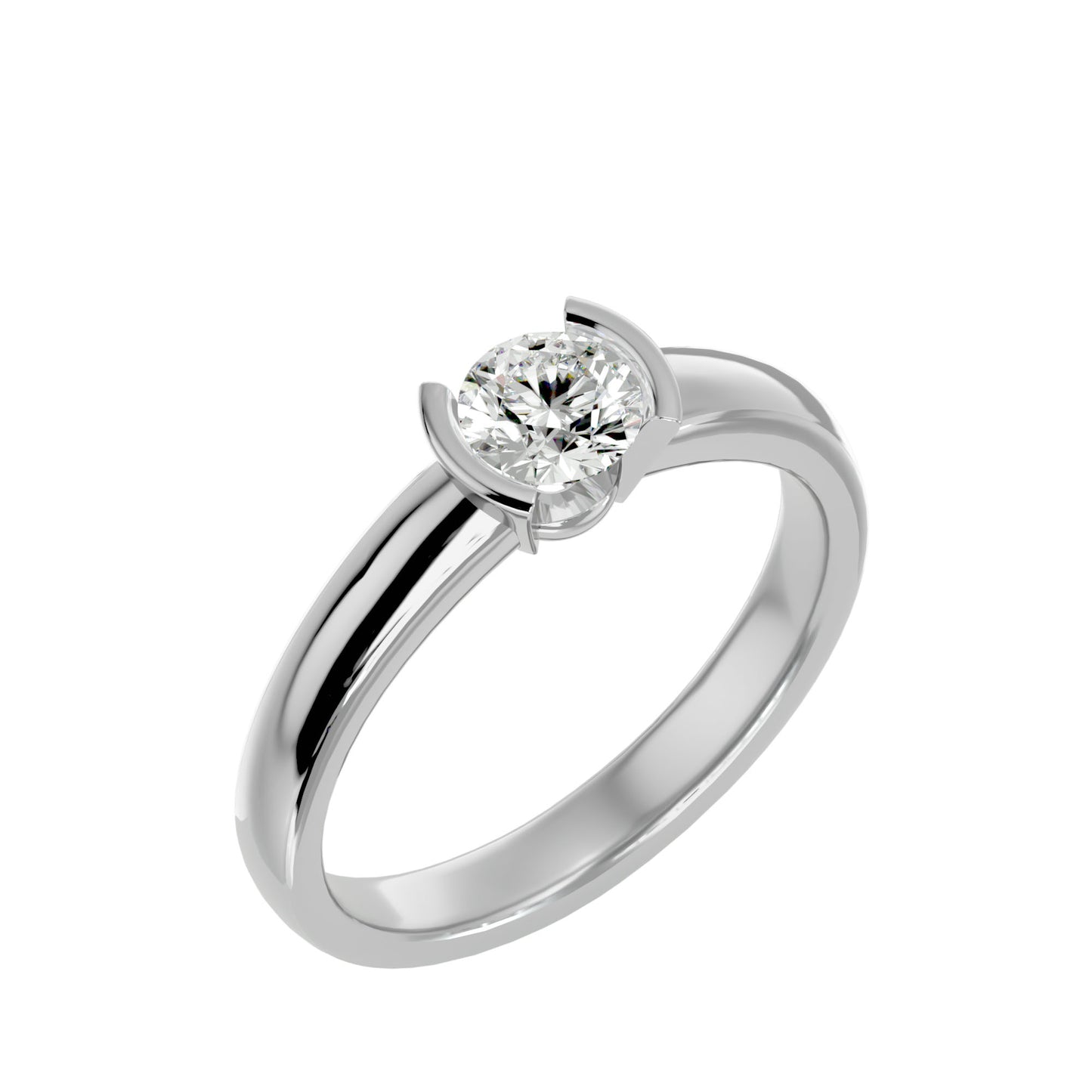 Iconique Iconic Solitaires- 0.59 Ct Round Diamond Gold Ring