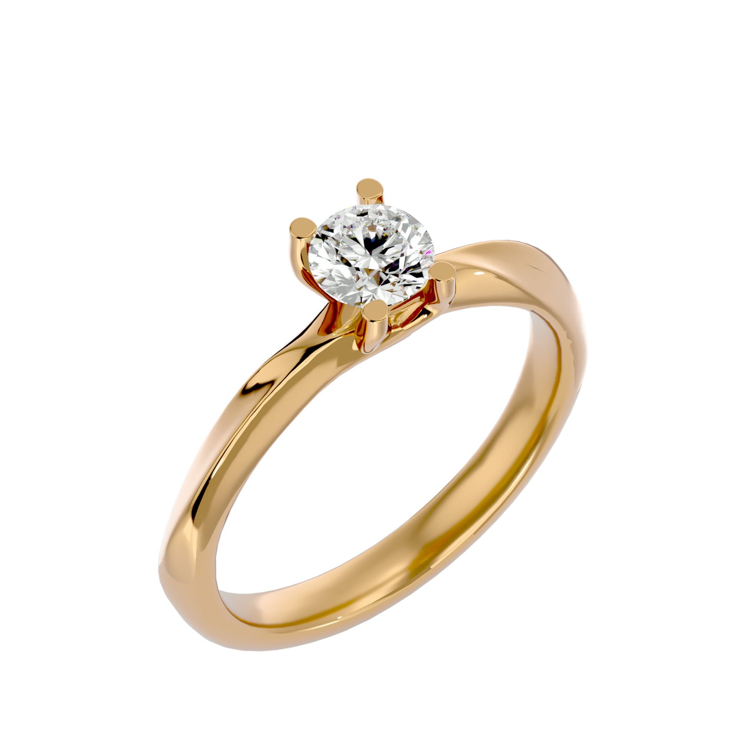 Iconique Classic Solitaire- 0.59 Ct Round Diamond Gold Ring