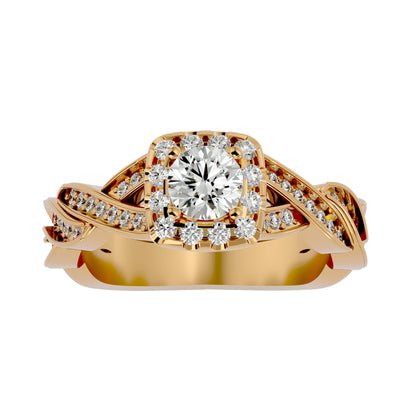 Iconique Beautiful Solitaire Band- 0.93 Ct Round Diamond Gold Ring