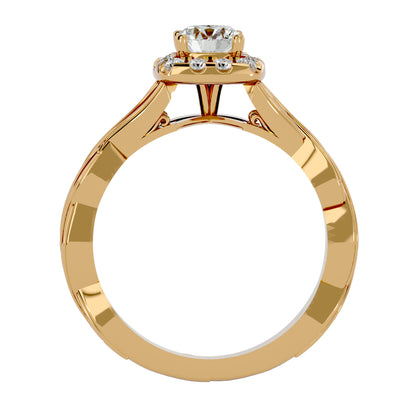 Iconique Beautiful Solitaire Band- 0.93 Ct Round Diamond Gold Ring