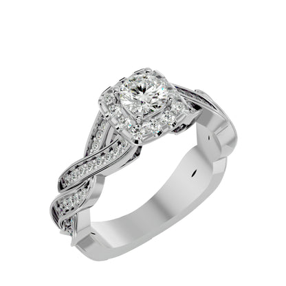 Iconique Beautiful Solitaire Band- 0.93 Ct Round Diamond Gold Ring