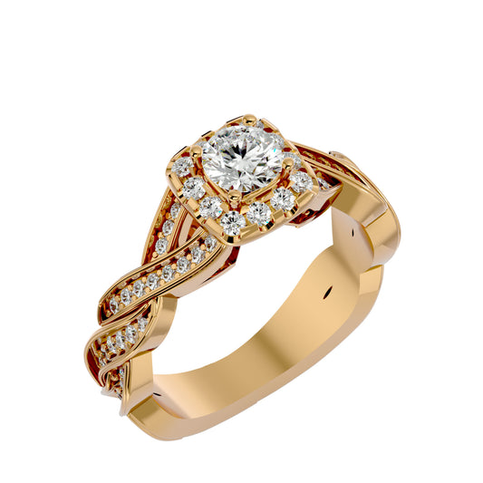 Iconique Beautiful Solitaire Band- 0.93 Ct Round Diamond Gold Ring