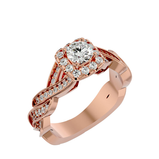 Iconique Beautiful Solitaire Band- 0.93 Ct Round Diamond Gold Ring