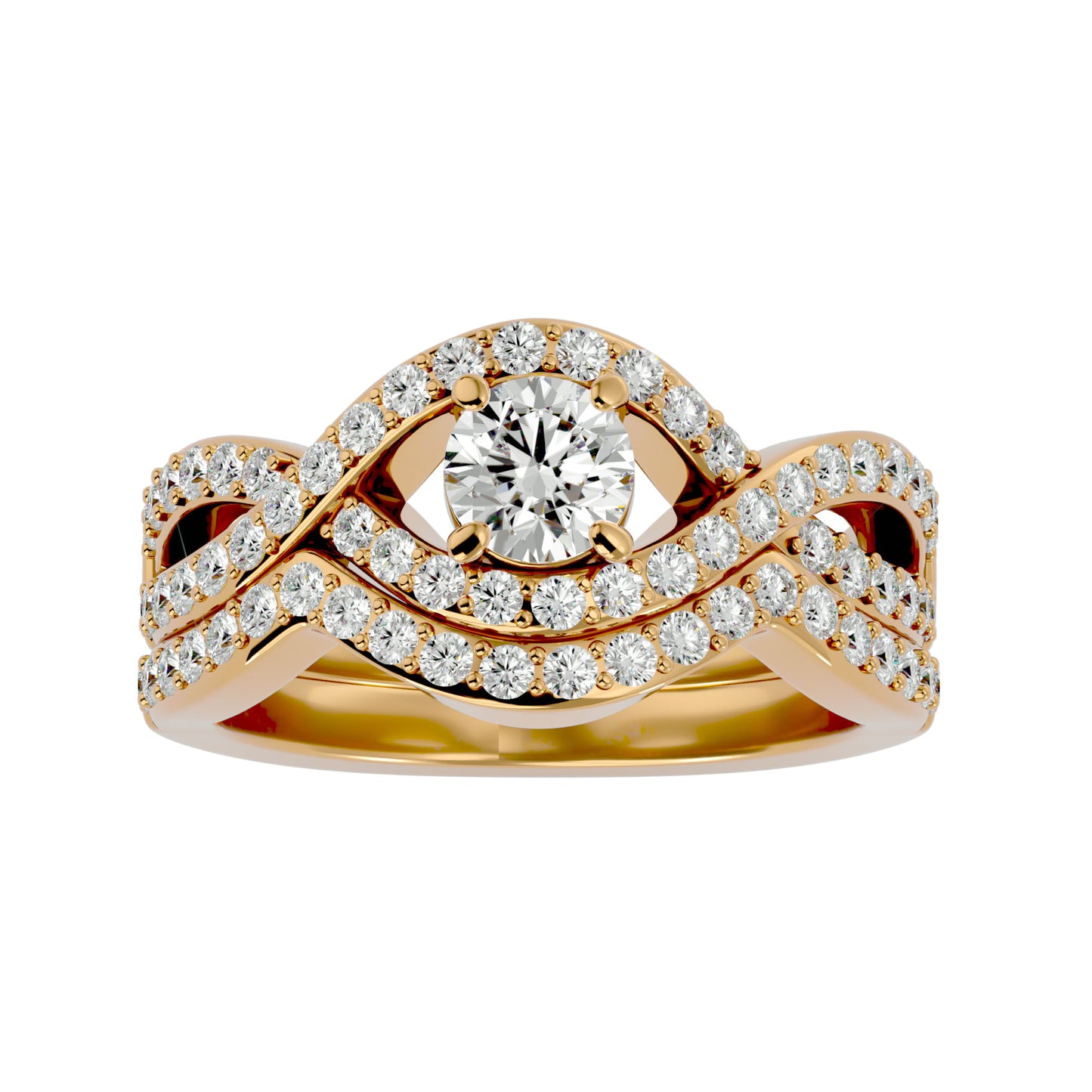 Iconique Lustrous Solitaire Band-1.36 Ct Round Diamond Gold Ring