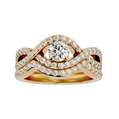 Iconique Lustrous Solitaire Band-1.36 Ct Round Diamond Gold Ring